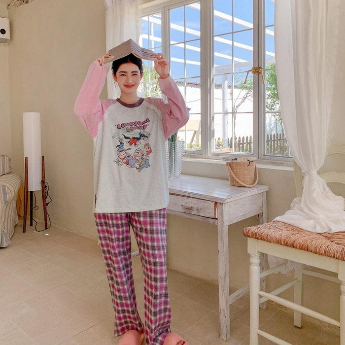 91家纺网 家纺一手货源 找家纺 妍景家居生活馆 2025新款秋野叙集家居服 秋野叙集家居服-粉色