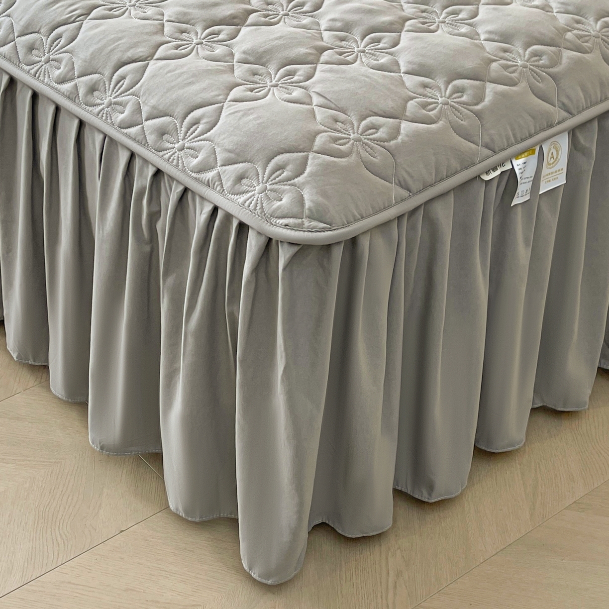 91家纺网 家纺一手货源 找家纺 鼎丰家纺 2025新款-100%新疆棉花夹棉床裙 100%新疆棉花床裙-岩石灰