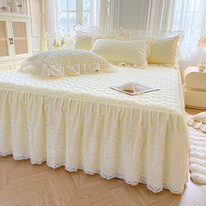 91家纺网 家纺一手货源 找家纺 （总）鼎丰家纺 2025新款蕾丝夹棉床裙-洛可可系列