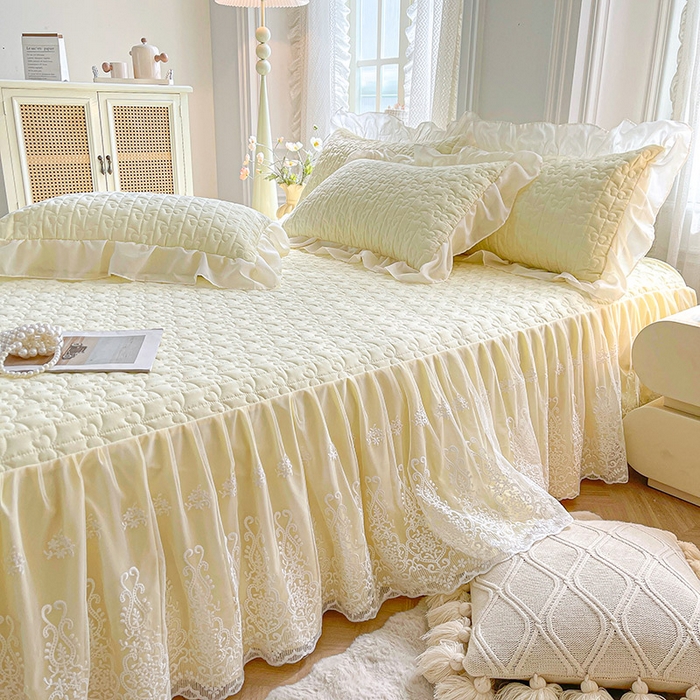 91家纺网 家纺一手货源 找家纺 （总）鼎丰家纺 2025新款蕾丝夹棉床裙-洛可可系列