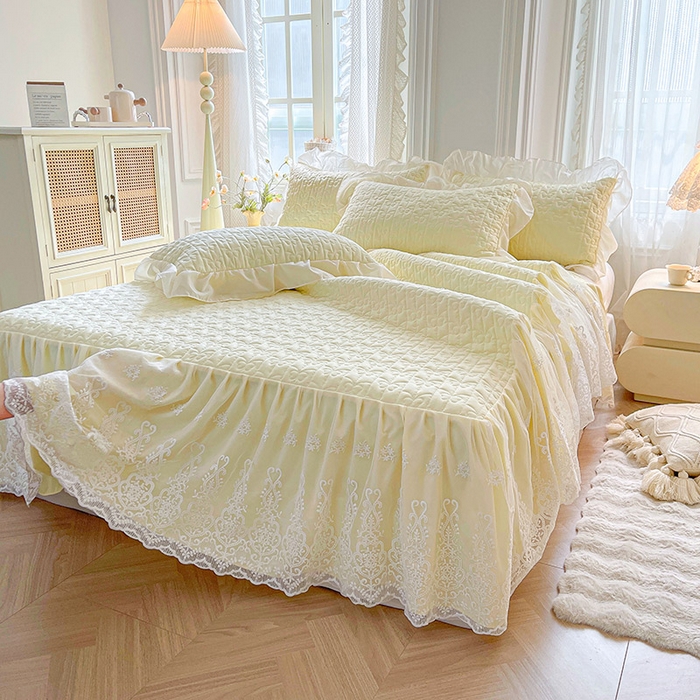 91家纺网 家纺一手货源 找家纺 （总）鼎丰家纺 2025新款蕾丝夹棉床裙-洛可可系列