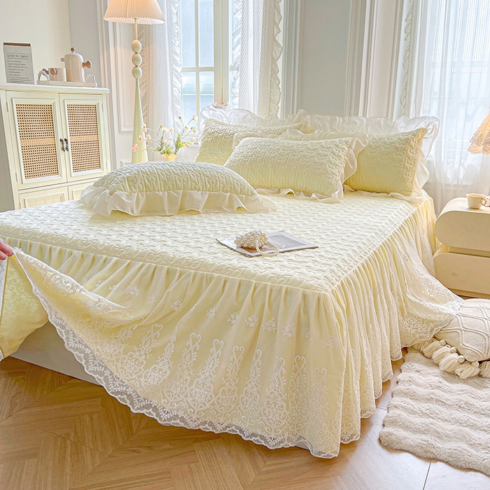 91家纺网 家纺一手货源 找家纺 （总）鼎丰家纺 2025新款蕾丝夹棉床裙-洛可可系列