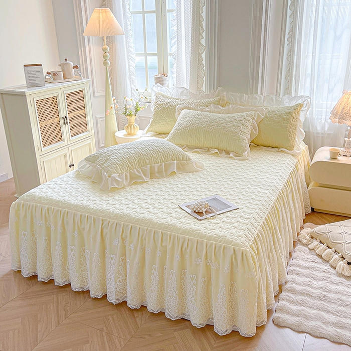 91家纺网 家纺一手货源 找家纺 （总）鼎丰家纺 2025新款蕾丝夹棉床裙-洛可可系列