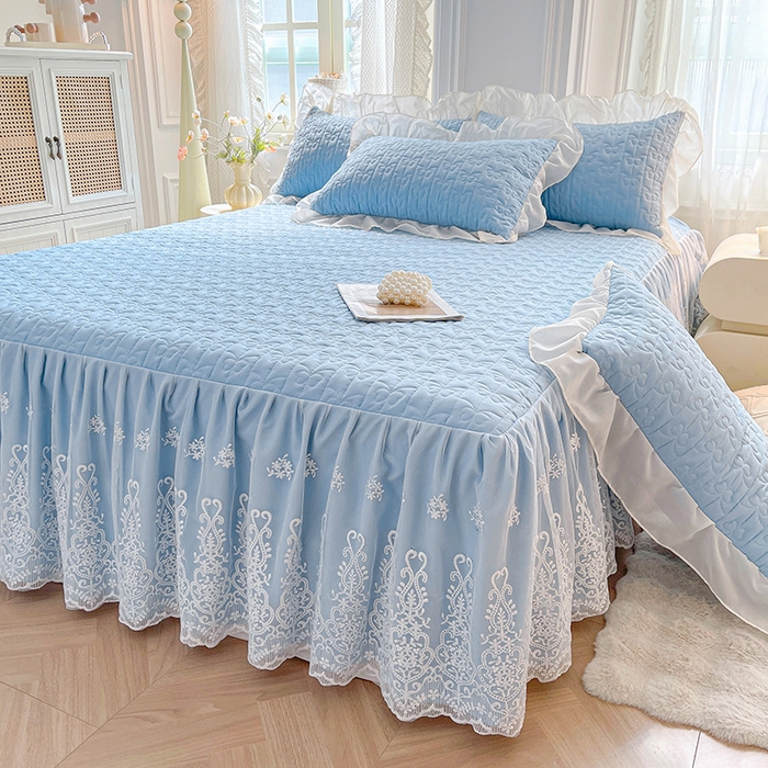 鼎丰家纺 2025新款蕾丝夹棉床裙-洛可可系列 洛可可-蓝