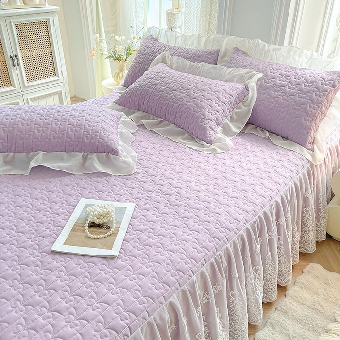 91家纺网 家纺一手货源 找家纺 鼎丰家纺 2025新款蕾丝夹棉床裙-洛可可系列 洛可可-紫