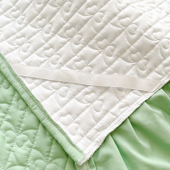 91家纺网 家纺一手货源 找家纺 鼎丰家纺 2025新款蕾丝夹棉床裙-洛可可系列 洛可可-绿