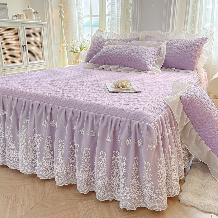 鼎丰家纺 2025新款蕾丝夹棉床裙-洛可可系列 洛可可-紫