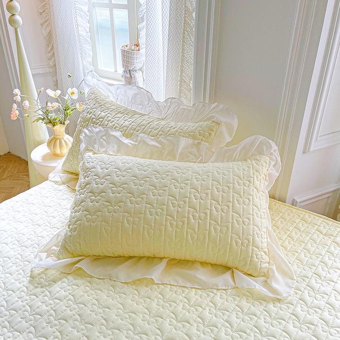 91家纺网 家纺一手货源 找家纺 鼎丰家纺 2025新款蕾丝夹棉床裙-洛可可系列 洛可可-黄