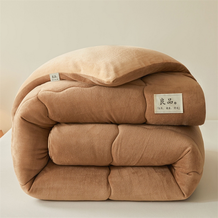 吉祥家纺 2025新款牛奶绒冬被系列被子被芯 咖啡