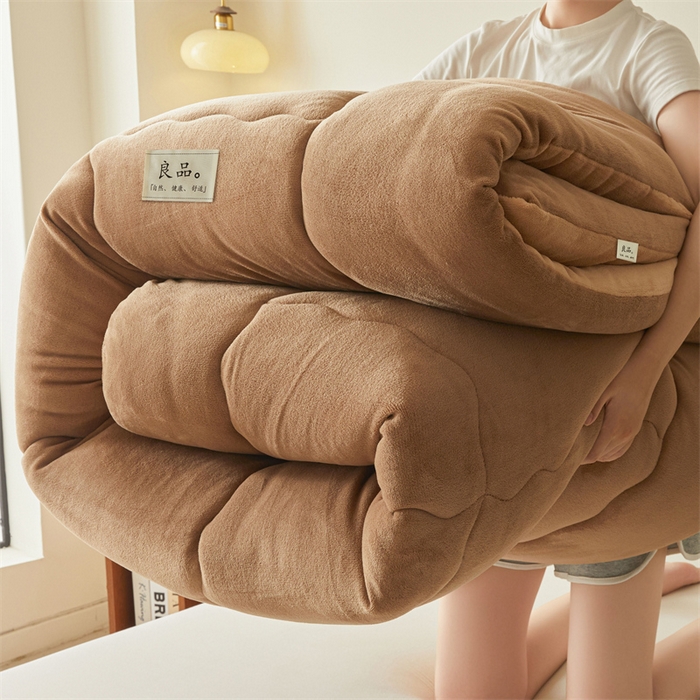 91家纺网 家纺一手货源 找家纺 吉祥家纺 2025新款牛奶绒冬被系列被子被芯 咖啡