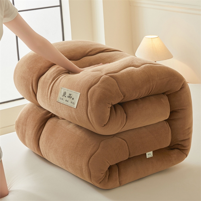 91家纺网 家纺一手货源 找家纺 吉祥家纺 2025新款牛奶绒冬被系列被子被芯 咖啡