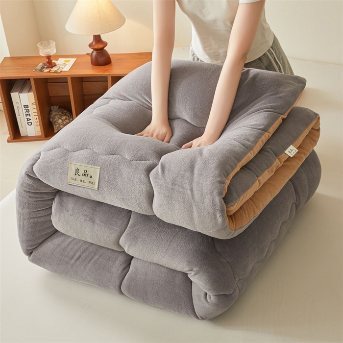 91家纺网 家纺一手货源 找家纺 吉祥家纺 2025新款牛奶绒冬被系列被子被芯 卡布奇诺