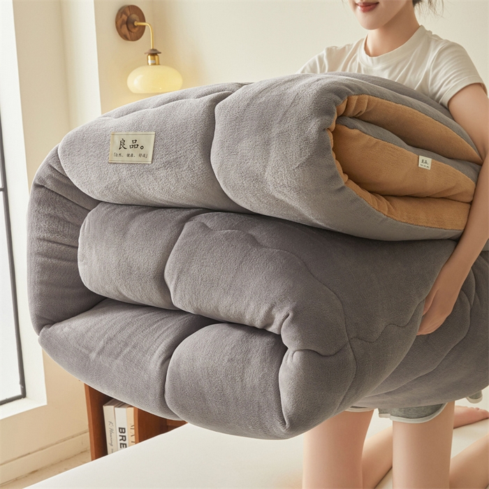 91家纺网 家纺一手货源 找家纺 吉祥家纺 2025新款牛奶绒冬被系列被子被芯 卡布奇诺