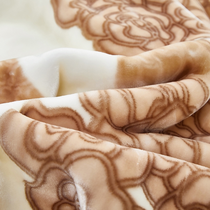 91家纺网 家纺一手货源 找家纺 好艺佳毛毯 2025新款（升级版）拉舍尔毛毯学生毯宿舍婚庆加厚双层毯子绒毯盖毯不掉毛毛毯 升级版-茶花之恋