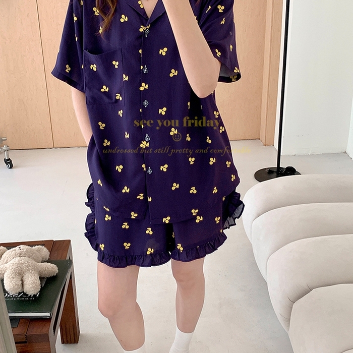 91家纺网 家纺一手货源 找家纺 （总）妍景家居生活馆 2025新款韩系小翻领樱桃套装