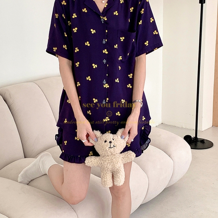 91家纺网 家纺一手货源 找家纺 （总）妍景家居生活馆 2025新款韩系小翻领樱桃套装