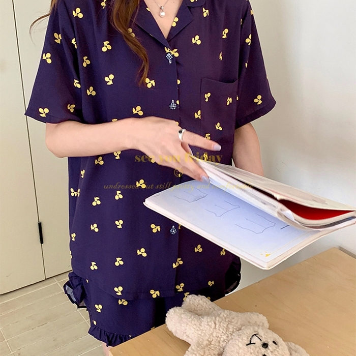 91家纺网 家纺一手货源 找家纺 （总）妍景家居生活馆 2025新款韩系小翻领樱桃套装