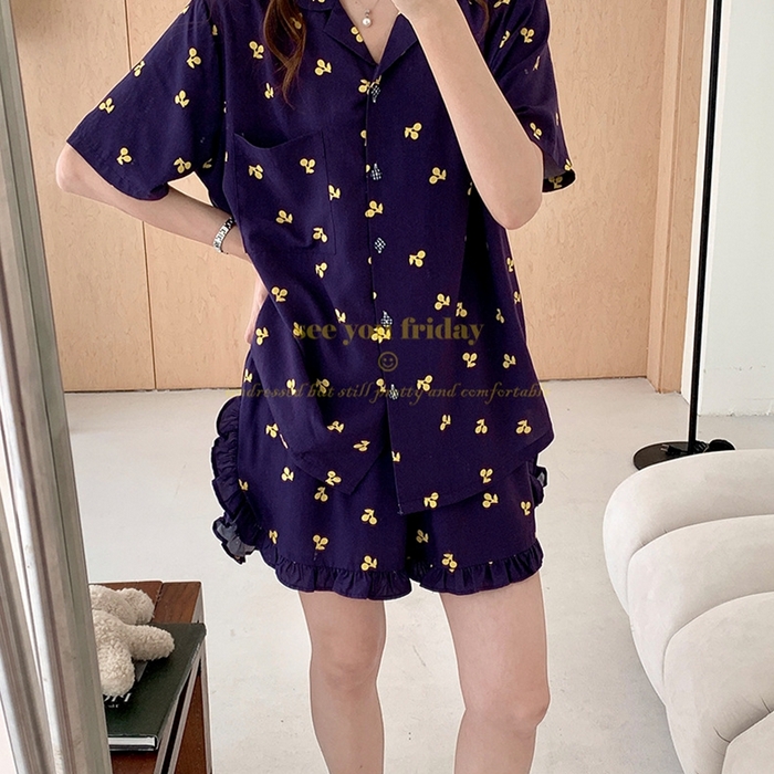 91家纺网 家纺一手货源 找家纺 （总）妍景家居生活馆 2025新款韩系小翻领樱桃套装