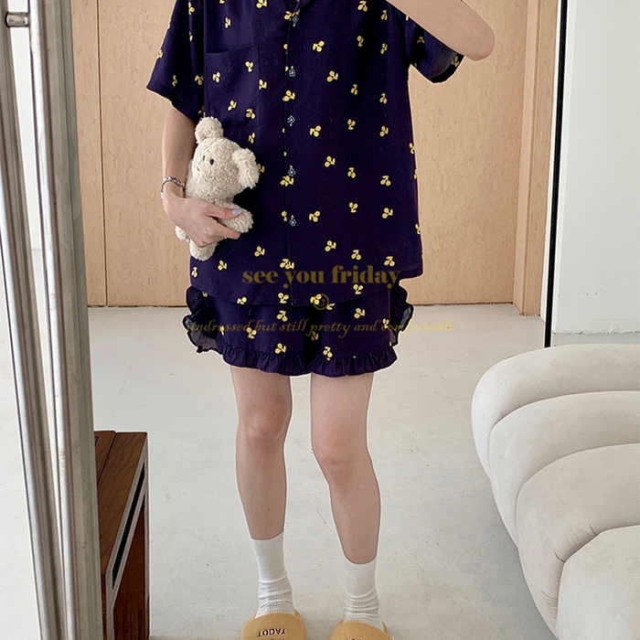 91家纺网 家纺一手货源 找家纺 （总）妍景家居生活馆 2025新款韩系小翻领樱桃套装