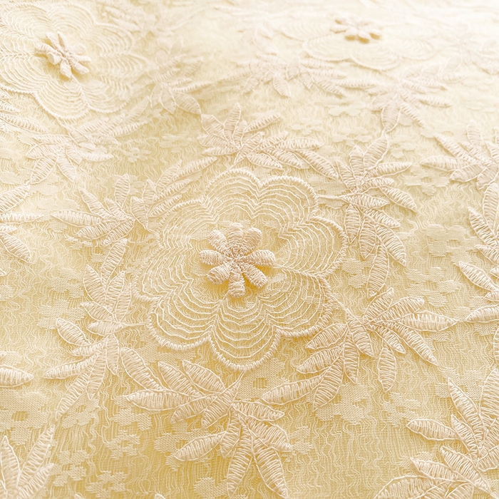 91家纺网 家纺一手货源 找家纺 鼎丰家纺 2025新款立体蕾丝雪纺花边四件套-月光花园系列 月光花园-米色