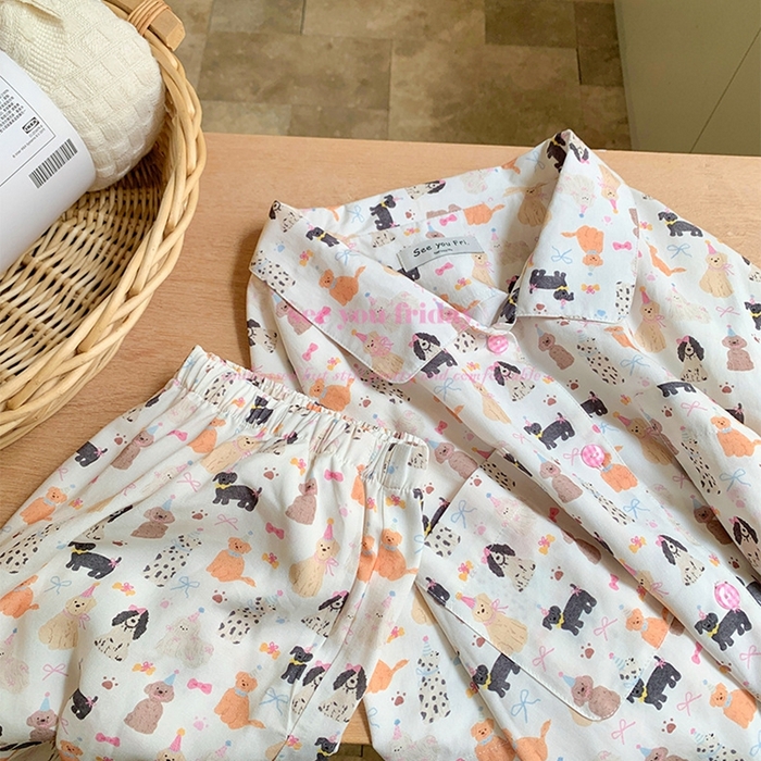 91家纺网 家纺一手货源 找家纺 （总）妍景家居生活馆 2025新款韩系满印狗狗家族套装