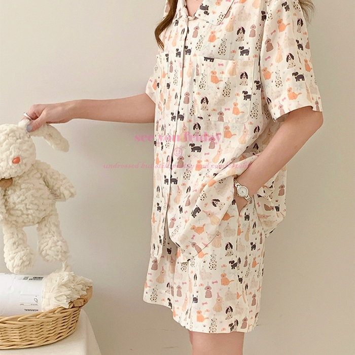 91家纺网 家纺一手货源 找家纺 （总）妍景家居生活馆 2025新款韩系满印狗狗家族套装