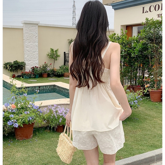 91家纺网 家纺一手货源 找家纺 （总）妍景家居生活馆 2025新款韩系花边蝴蝶结吊带套装