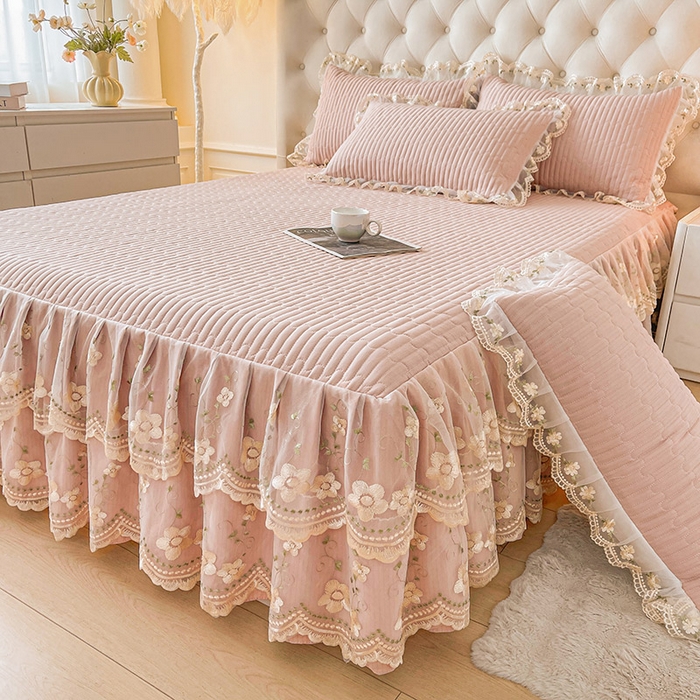 91家纺网 家纺一手货源 找家纺 （总）予梦家纺 2025新款夹棉床裙单床裙单品床裙单件床裙-晨曦