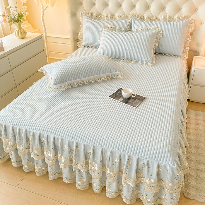 91家纺网 家纺一手货源 找家纺 （总）予梦家纺 2025新款夹棉床裙单床裙单品床裙单件床裙-晨曦