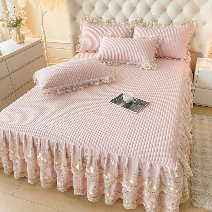 91家纺网 家纺一手货源 找家纺 （总）予梦家纺 2025新款夹棉床裙单床裙单品床裙单件床裙-晨曦