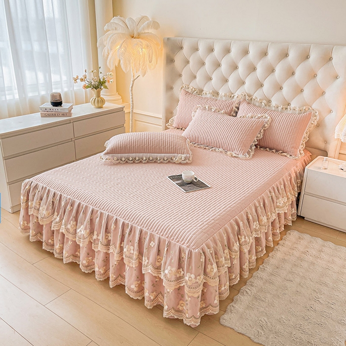 91家纺网 家纺一手货源 找家纺 予梦家纺 2025新款夹棉床裙单床裙单品床裙单件床裙-晨曦 晨曦-豆沙