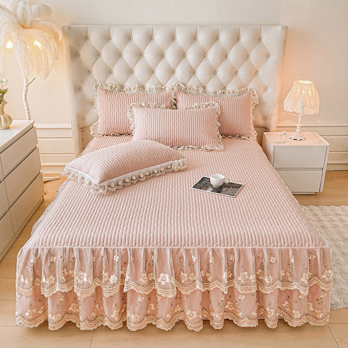 91家纺网 家纺一手货源 找家纺 予梦家纺 2025新款夹棉床裙单床裙单品床裙单件床裙-晨曦 晨曦-豆沙