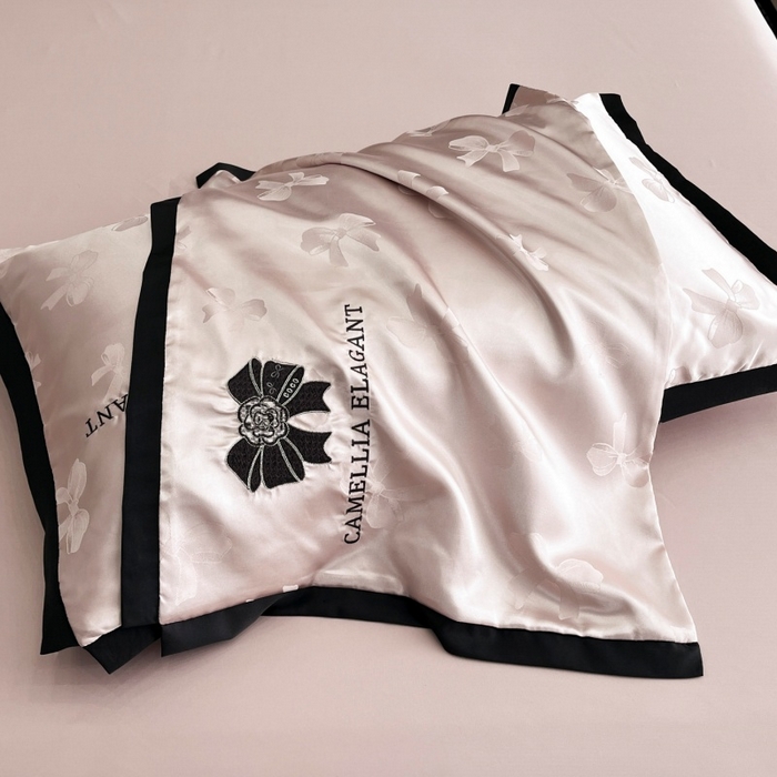 91家纺网 家纺一手货源 找家纺 （总）金牛座家纺 2025新款贡缎提花磨毛亲肤棉刺绣四件套-蝴蝶结