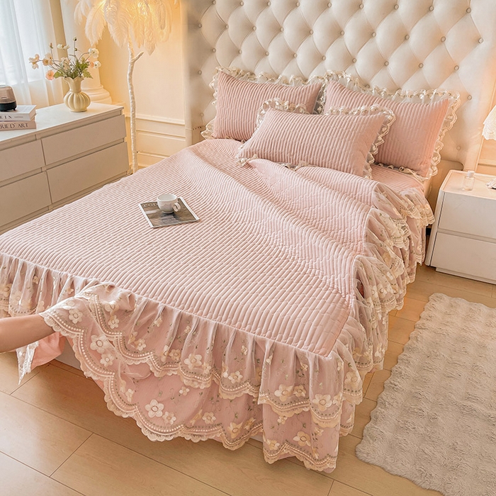 91家纺网 家纺一手货源 找家纺 予梦家纺 2025新款夹棉床裙单床裙单品床裙单件床裙-晨曦 晨曦-豆沙