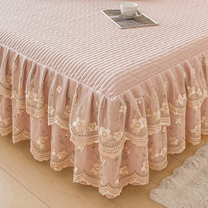 91家纺网 家纺一手货源 找家纺 予梦家纺 2025新款夹棉床裙单床裙单品床裙单件床裙-晨曦 晨曦-豆沙