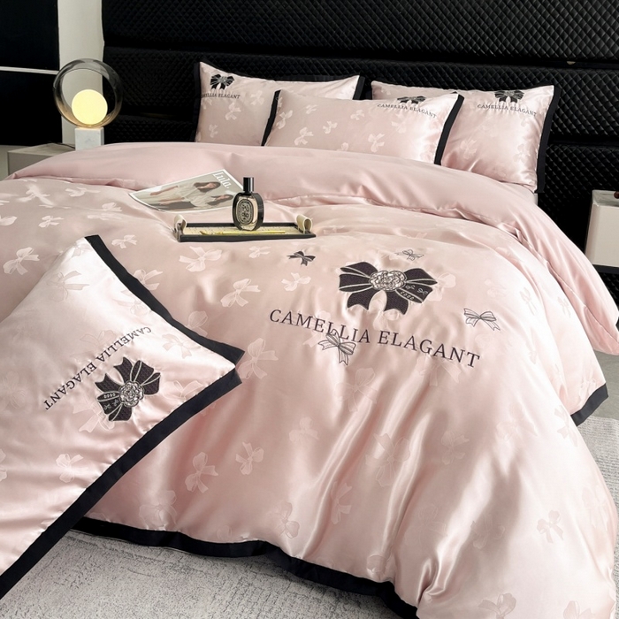 91家纺网 家纺一手货源 找家纺 （总）金牛座家纺 2025新款贡缎提花磨毛亲肤棉刺绣四件套-蝴蝶结