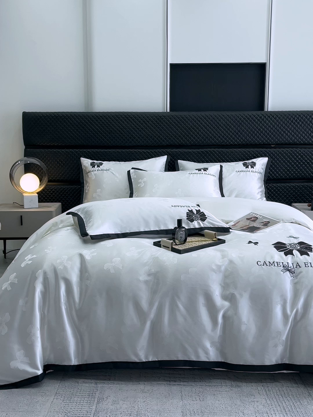 91家纺网 家纺一手货源 找家纺 金牛座家纺 2025新款贡缎提花磨毛亲肤棉刺绣四件套-蝴蝶结 蝴蝶结-奶白