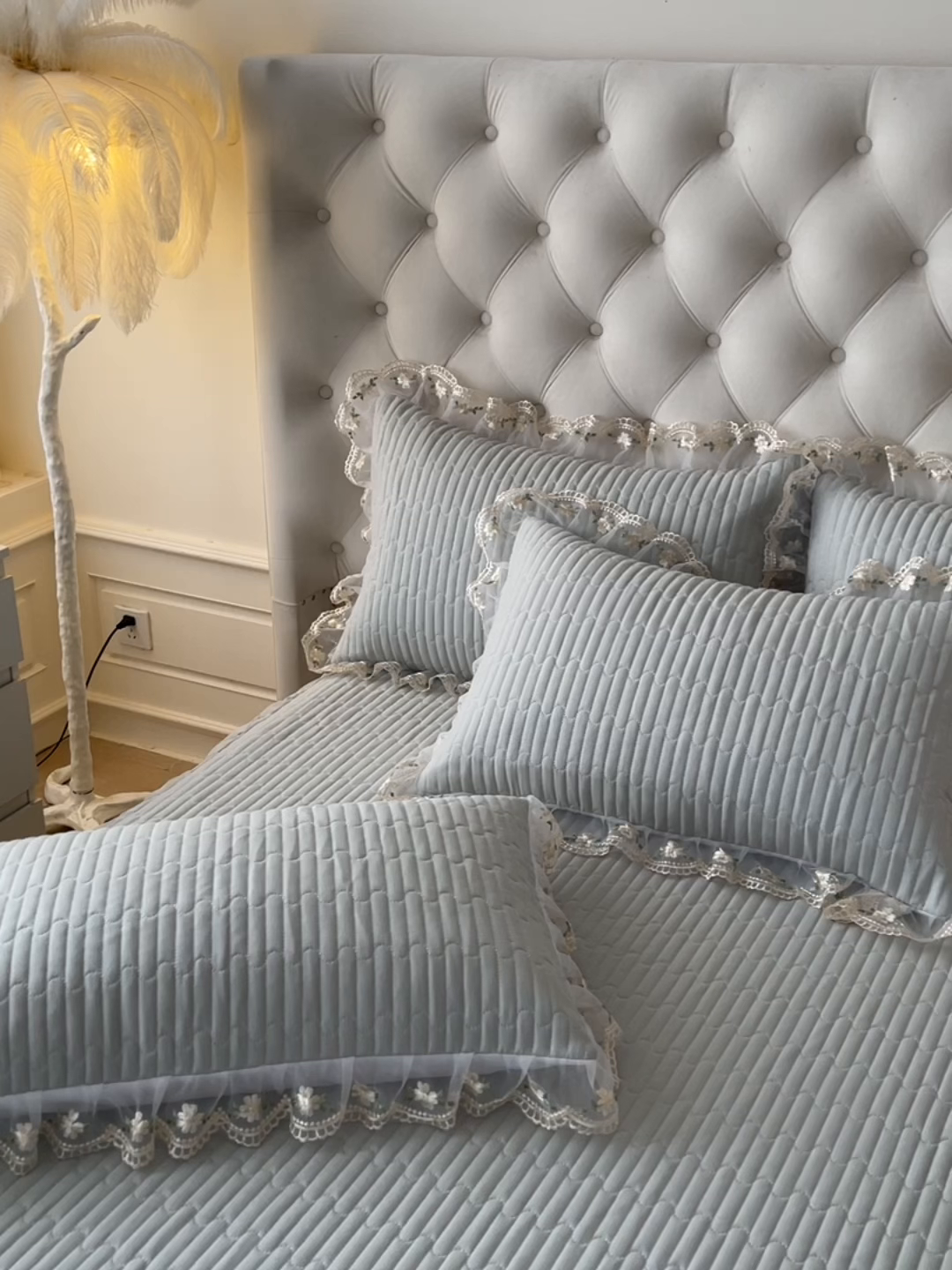 91家纺网 家纺一手货源 找家纺 予梦家纺 2025新款夹棉床裙单床裙单品床裙单件床裙-晨曦 晨曦-嫩绿