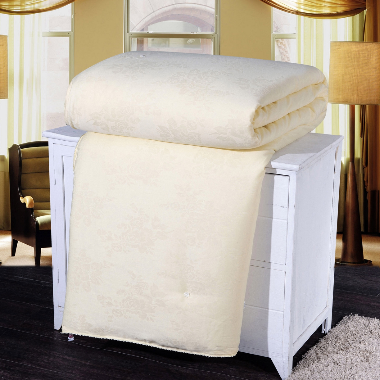 91家纺网 家纺一手货源 找家纺 （总）越宏顺 2025款手工订花春秋被60s全棉牡丹花春秋被子母被