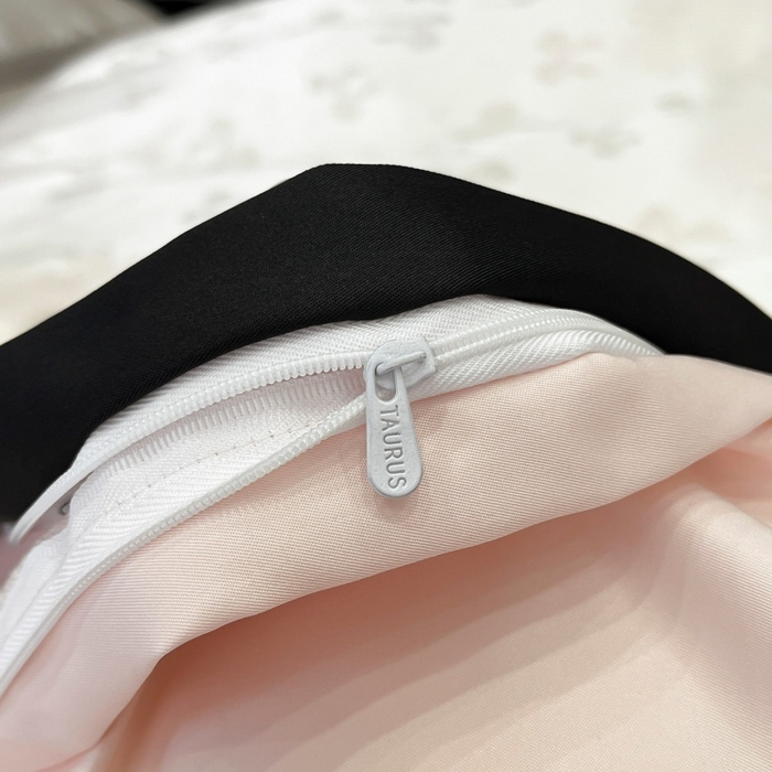 91家纺网 家纺一手货源 找家纺 金牛座家纺 2025新款贡缎提花磨毛亲肤棉刺绣四件套-蝴蝶结 蝴蝶结-浅粉