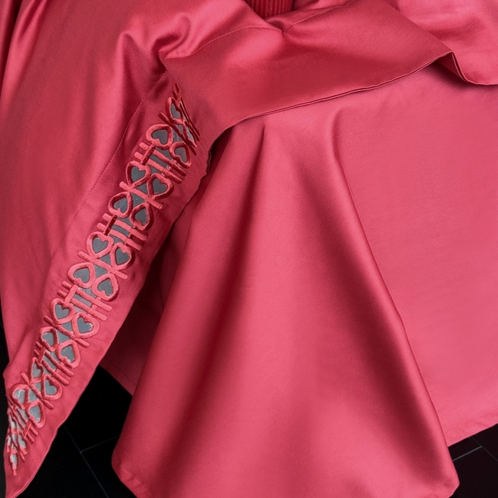 91家纺网 家纺一手货源 找家纺 江涞 2025新款长绒棉纯棉镂空刺绣四件套-欢喜 欢喜-红