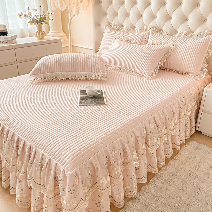 91家纺网 家纺一手货源 找家纺 予梦家纺 2025新款夹棉床裙单床裙单品床裙单件床裙-晨曦 晨曦-玉色