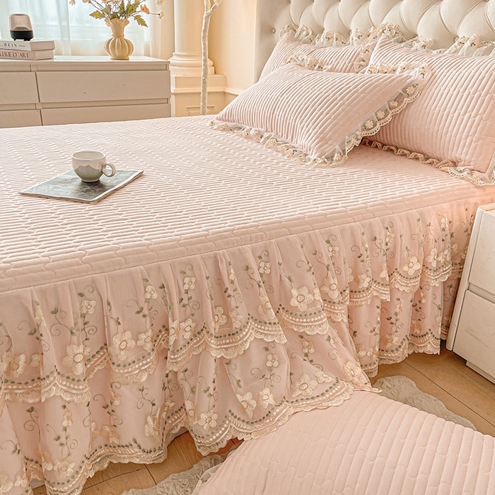 91家纺网 家纺一手货源 找家纺 予梦家纺 2025新款夹棉床裙单床裙单品床裙单件床裙-晨曦 晨曦-玉色