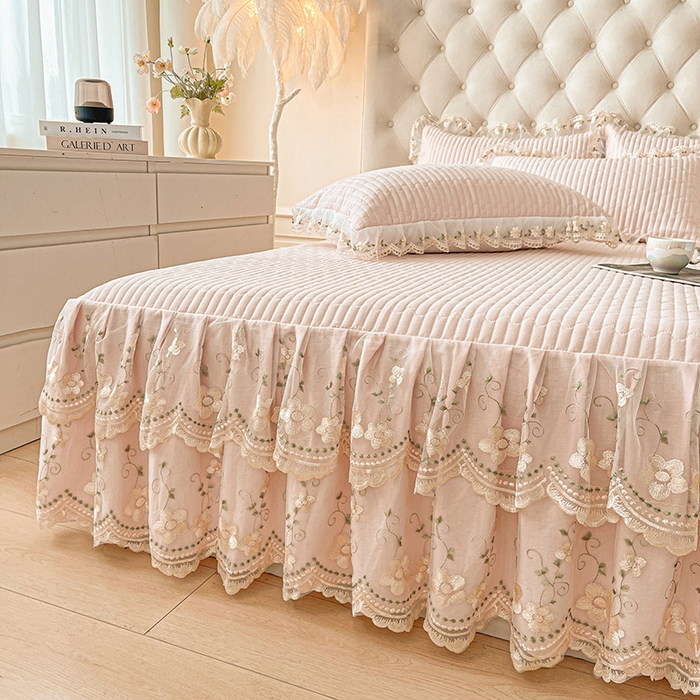 91家纺网 家纺一手货源 找家纺 予梦家纺 2025新款夹棉床裙单床裙单品床裙单件床裙-晨曦 晨曦-玉色