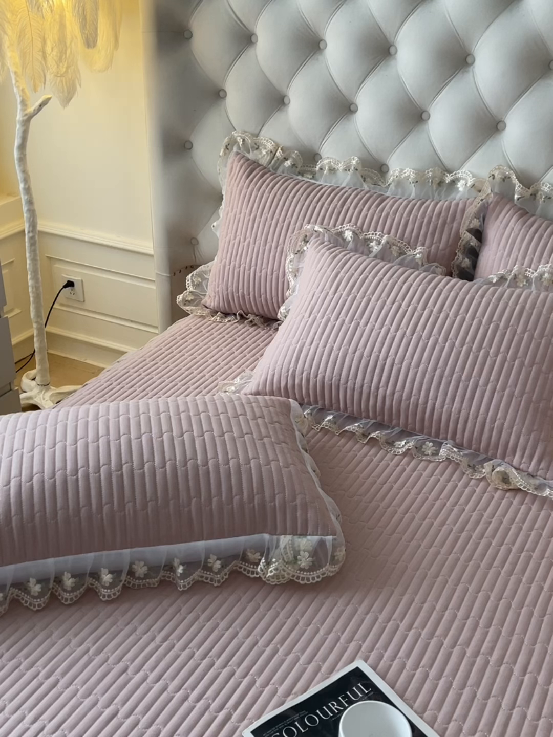 91家纺网 家纺一手货源 找家纺 予梦家纺 2025新款夹棉床裙单床裙单品床裙单件床裙-晨曦 晨曦-玉色