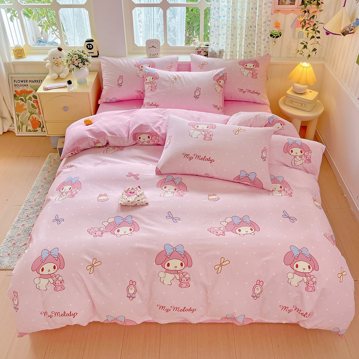 91家纺网 家纺一手货源 找家纺 总朵希曼 2025新款全棉三丽鸥卡通印花系列四件套