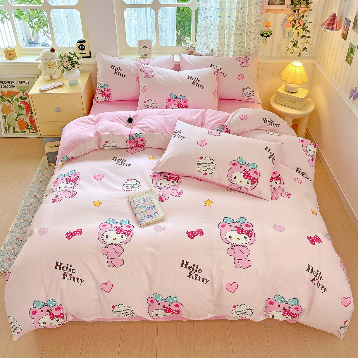 91家纺网 家纺一手货源 找家纺 总朵希曼 2025新款全棉三丽鸥卡通印花系列四件套