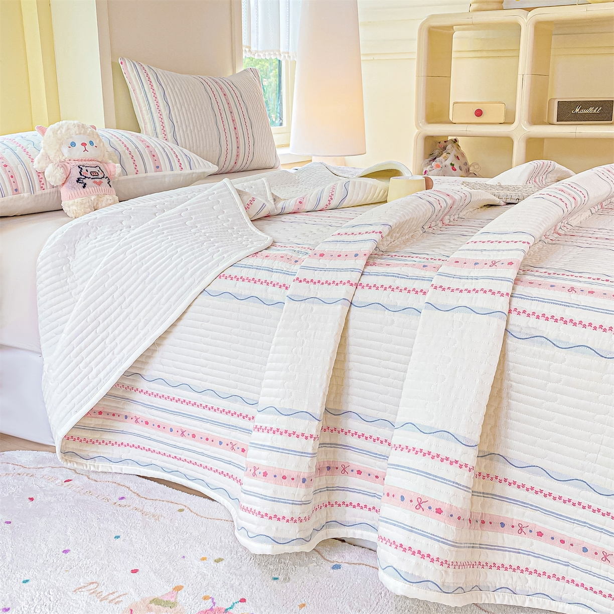 91家纺网 家纺一手货源 找家纺 （总）灰鲸 2025新款全棉色织提花床盖系列