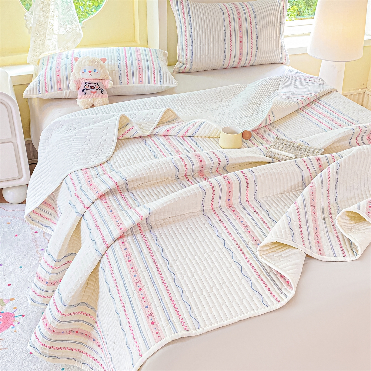 91家纺网 家纺一手货源 找家纺 （总）灰鲸 2025新款全棉色织提花床盖系列