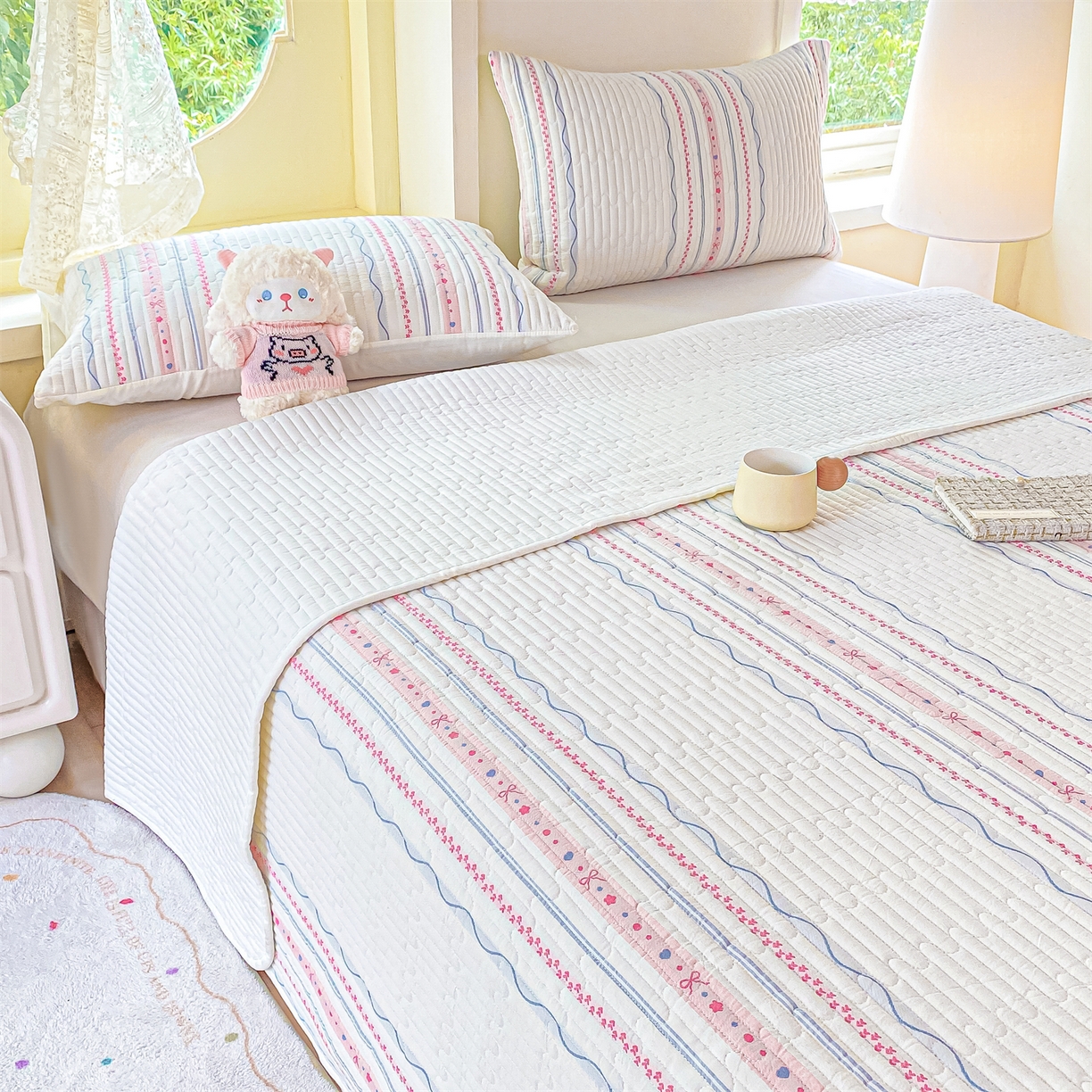 91家纺网 家纺一手货源 找家纺 （总）灰鲸 2025新款全棉色织提花床盖系列